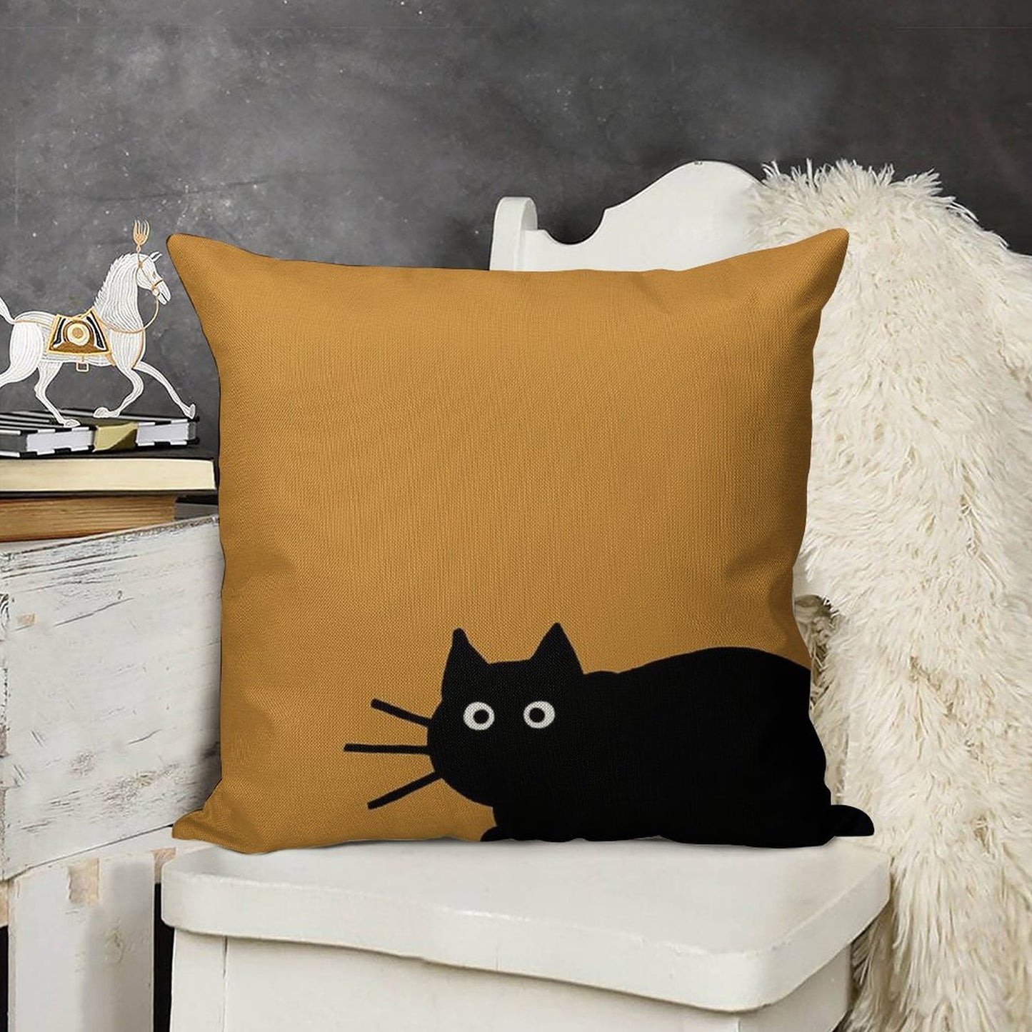 Black Cat(s) Linen Throw Pillow Cover
