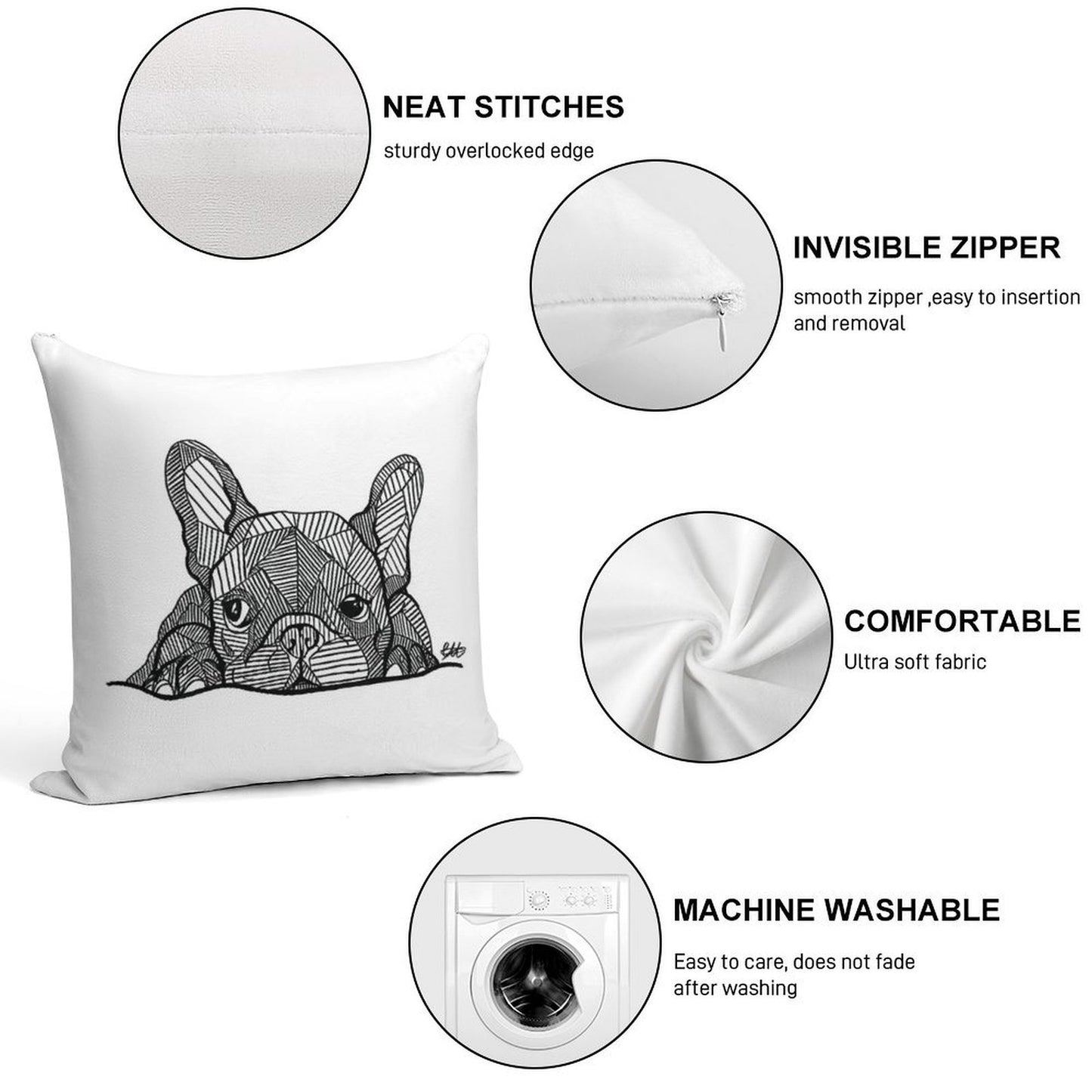 French Bulldog Puppy Soft Durable Construction Throw Pillow