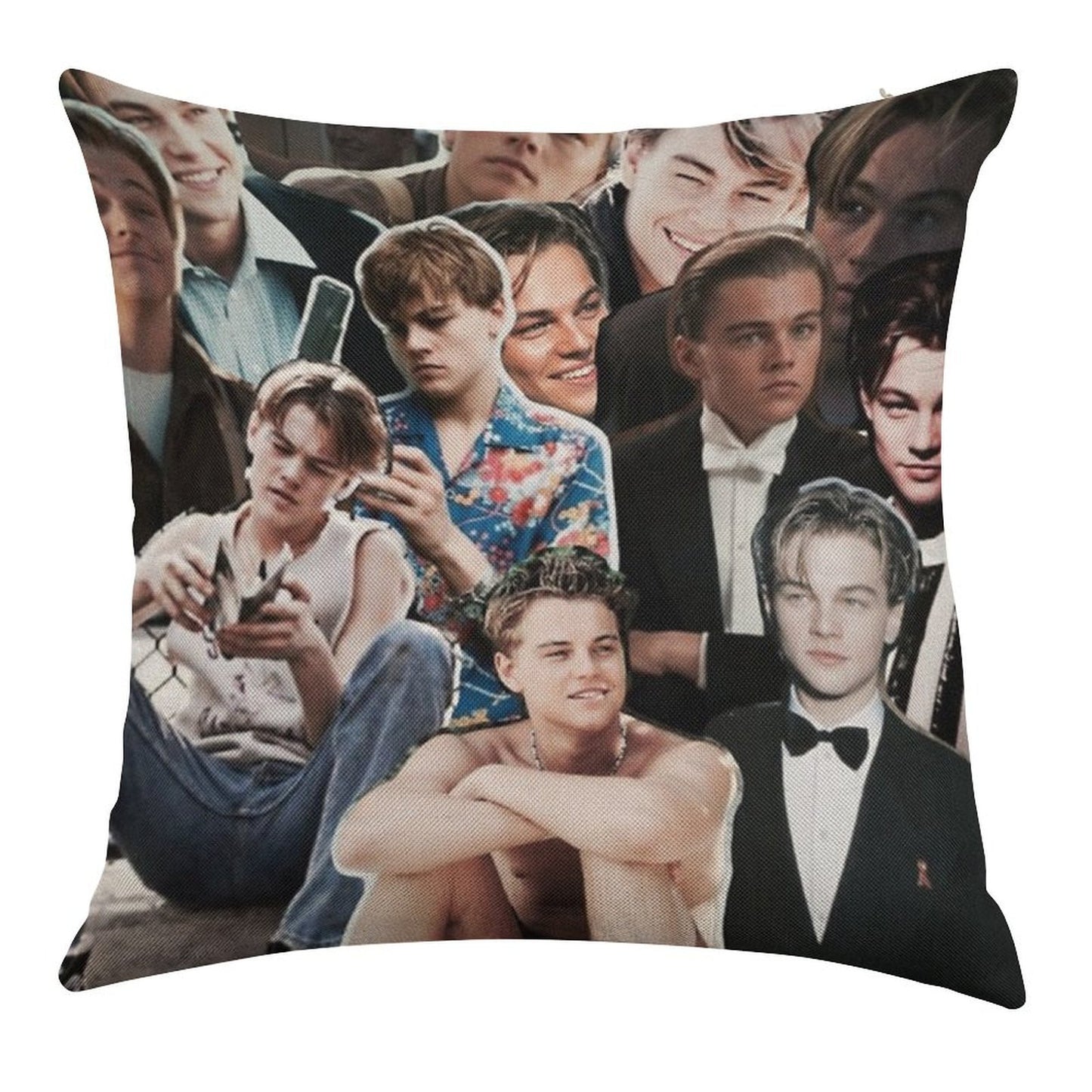 Leonardo Dicaprio Collage Linen Throw Pillow Cover