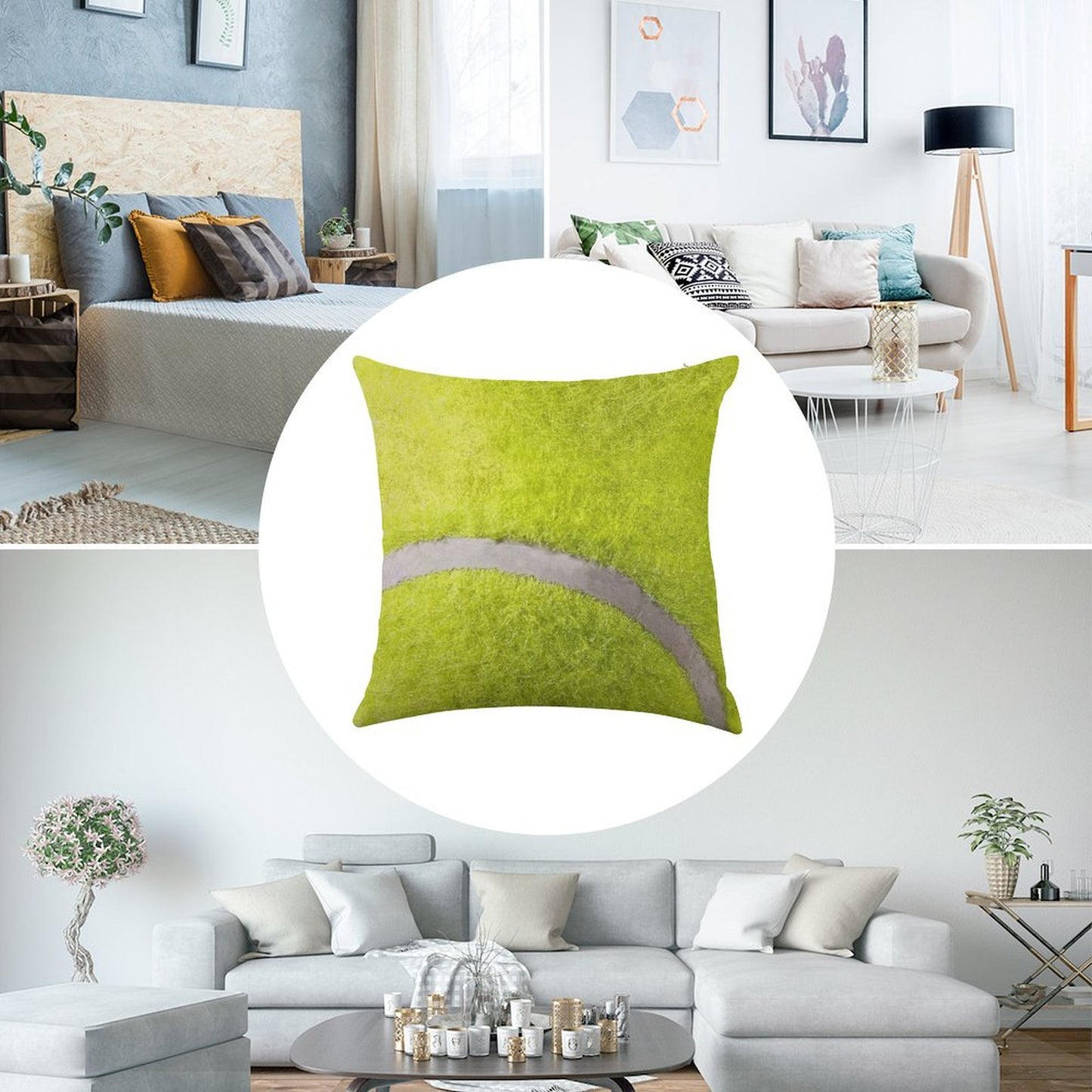 MAN CAVE THROW PILLOW SERIES - TENNIS BALL Linen Throw Pillow Cover