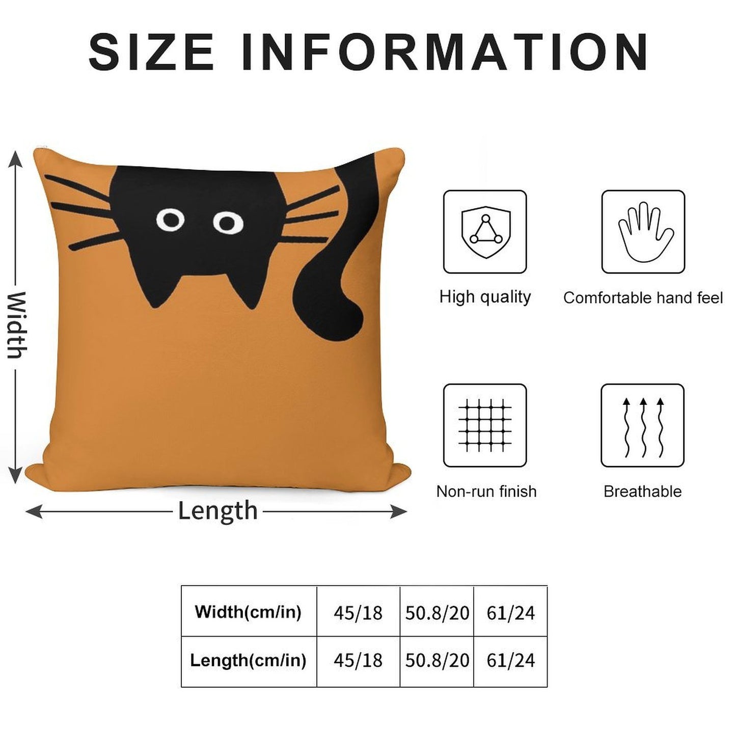 Funny Black Cat Soft Shrink-Resistant Throw Pillow