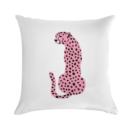 Pink Cheetahleopard Soft Hidden Zipper Throw Pillow