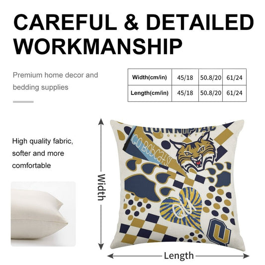 Quinnipiac University Collage Linen Throw Pillow Cover