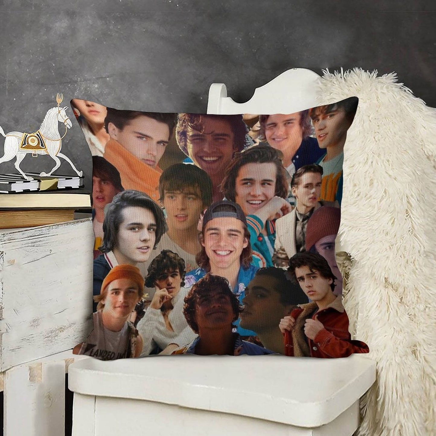 Charlie Gillespie Photo Collage Linen Throw Pillow Cover
