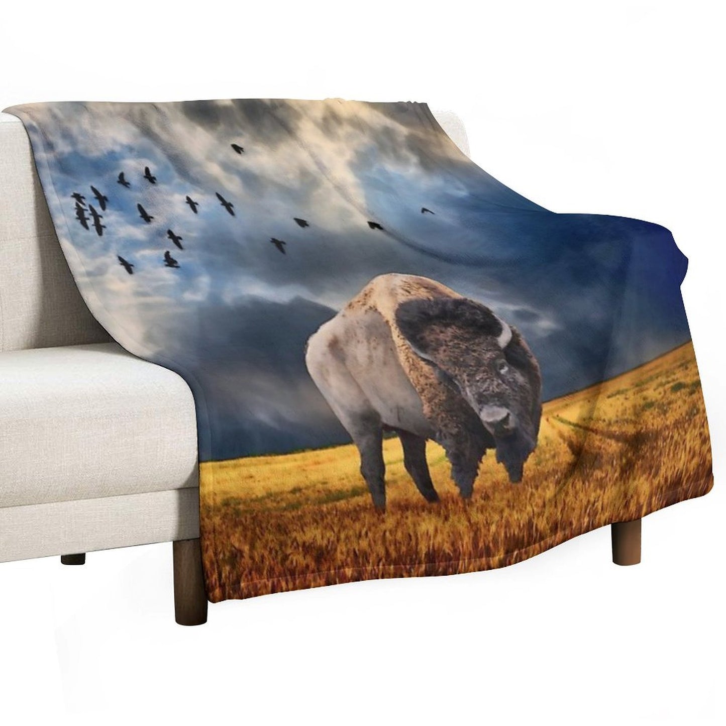 Buffalo On The Plains Throw Blanket