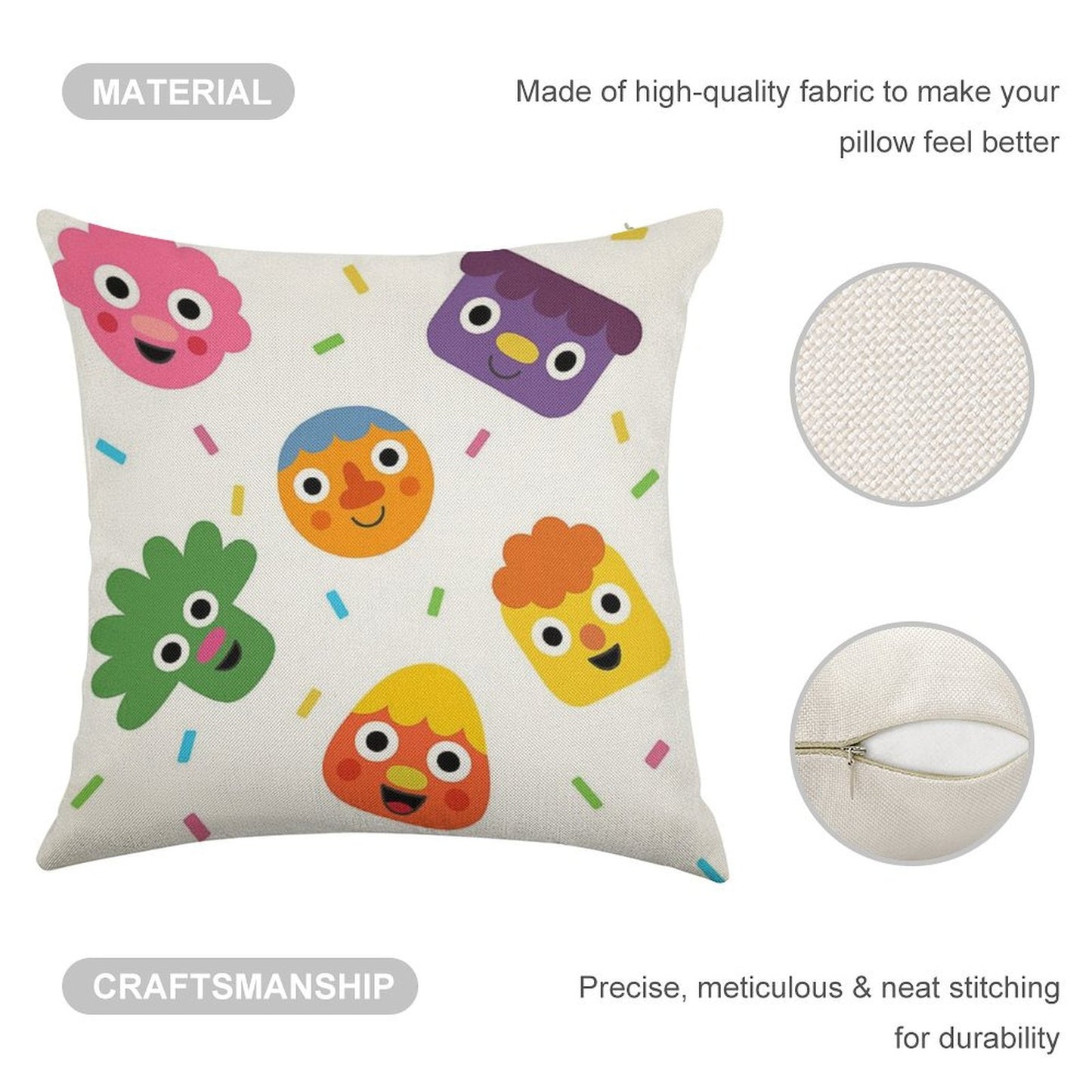 Noodle & Pals  Pattern 01 Linen Throw Pillow Cover