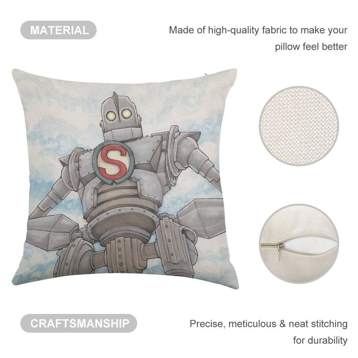 The Iron Giant Animated Movie Linen Throw Pillow Cover