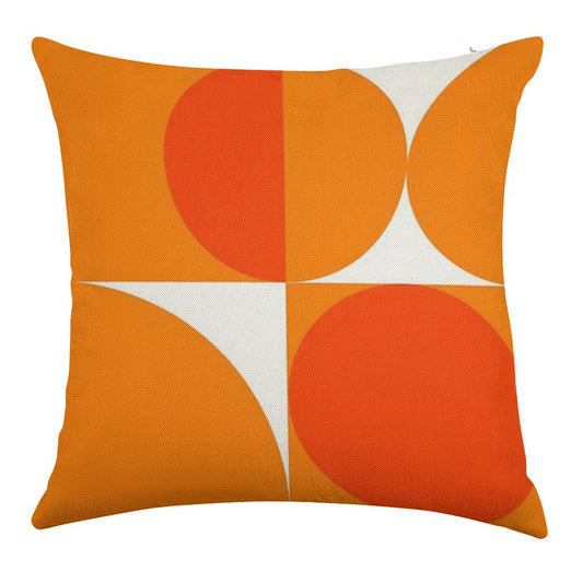 Orange Bauhaus Linen Throw Pillow Cover