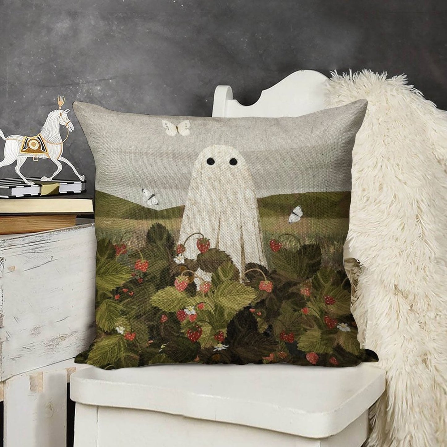 Strawberry Fields Linen Throw Pillow Cover