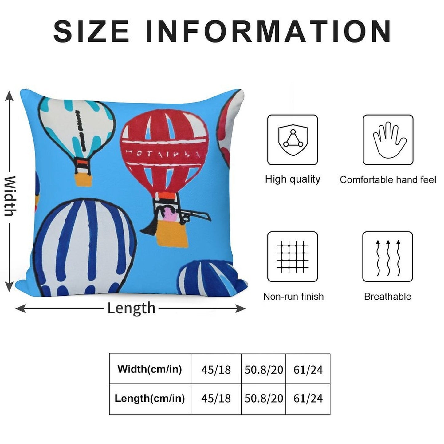 Hot Air Balloons - Blue Soft Ultra-Soft Texture Throw Pillow