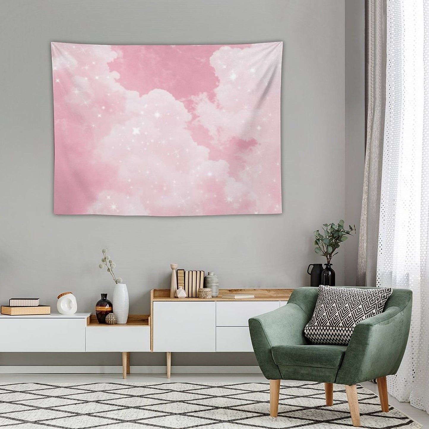 Pink Clouds Sparkling Tapestry
