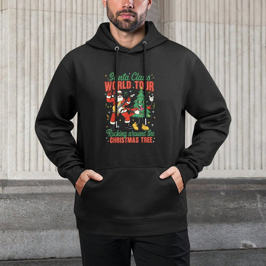 Santa Claus World Tour Rocking Around The Christmas Tree Men Customizable Surface Hoodie