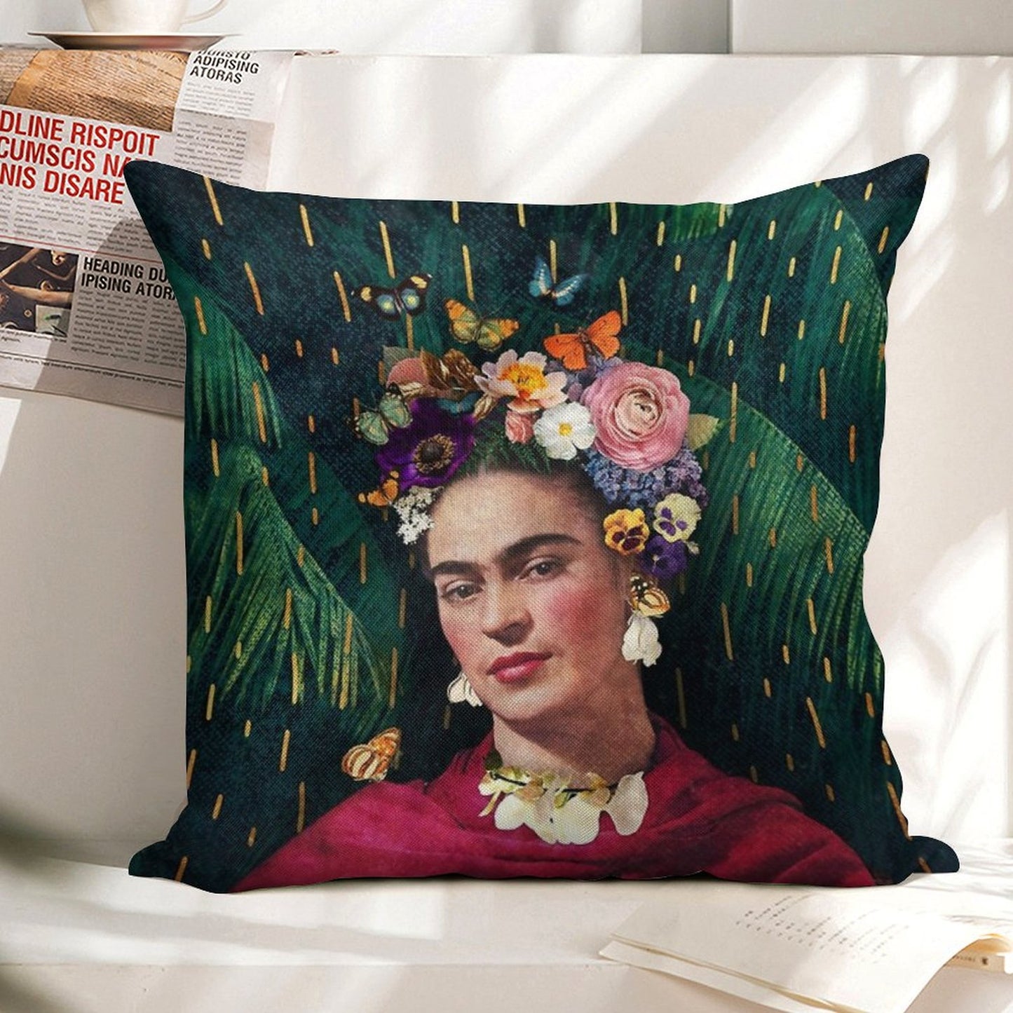 Frida Kahlo  World Women's Day Linen Throw Pillow Cover