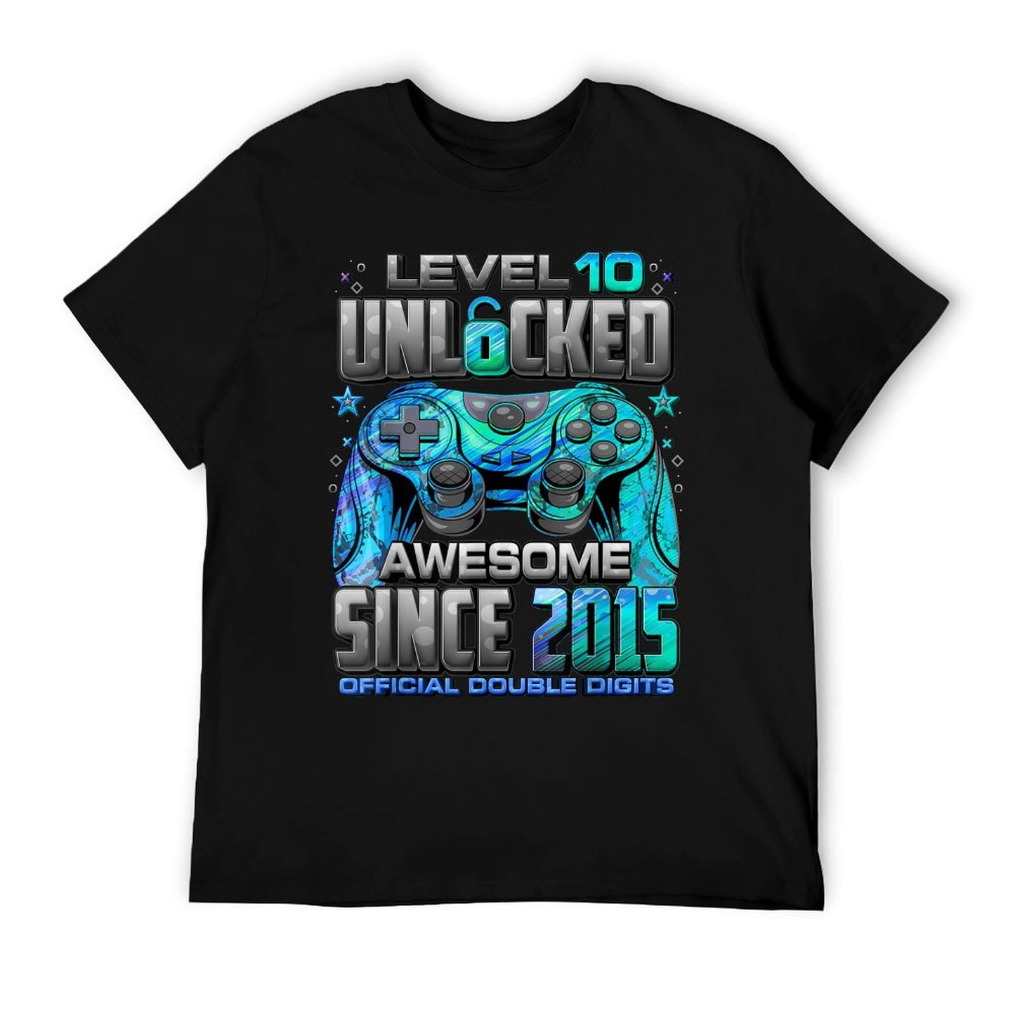 Level 10 Unlocked Awesome Since 2015 10th Birthday Gaming T-Shirt
