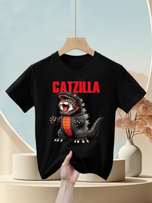 Cute Kitty Catzilla for Cat Moms & Dads Kids T-Shirt