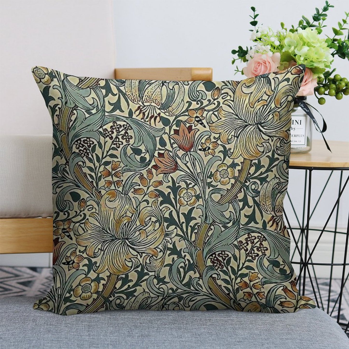 William Morris - Floral Design Linen Throw Pillow Cover