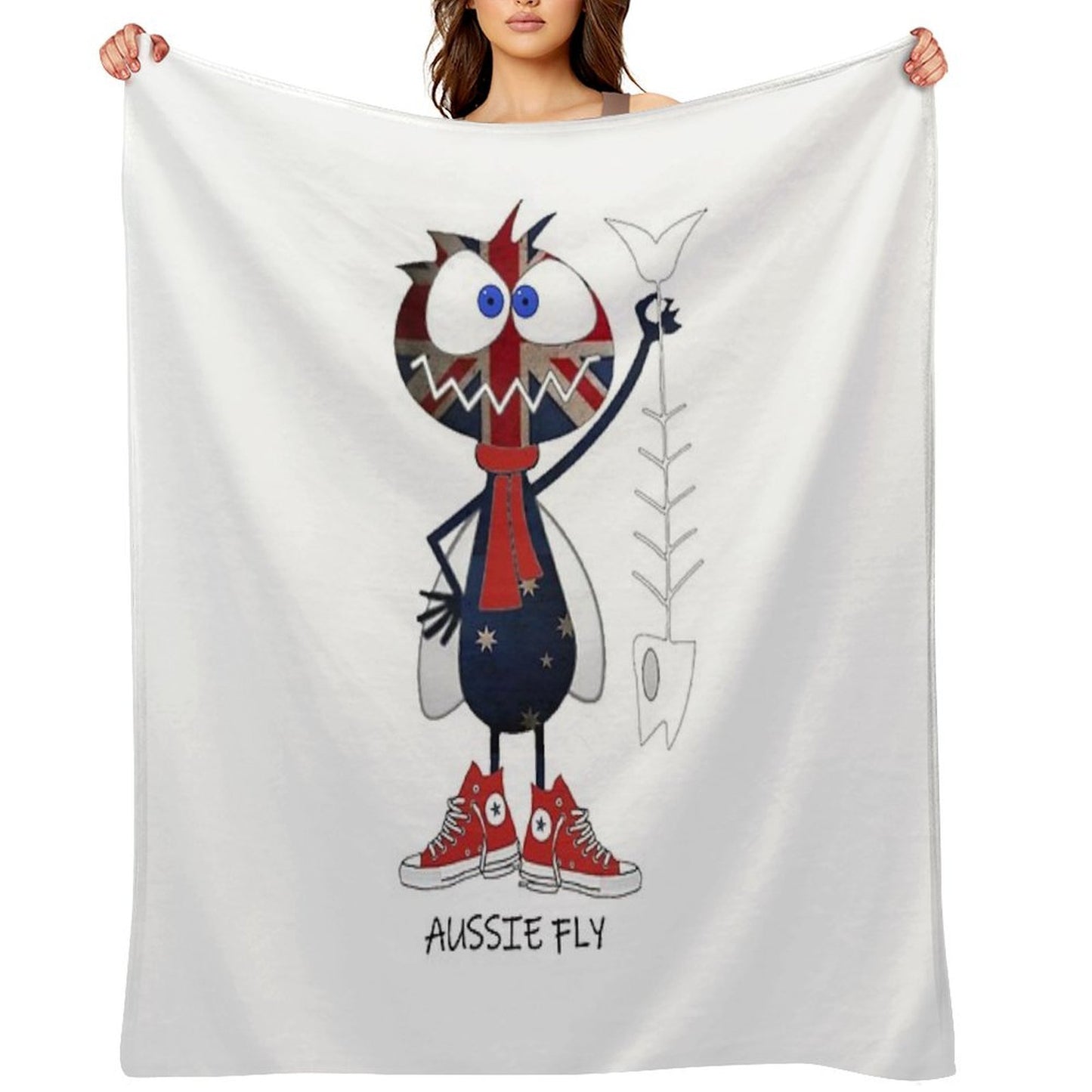 Aussie Fly Cartoon Critter Throw Blanket