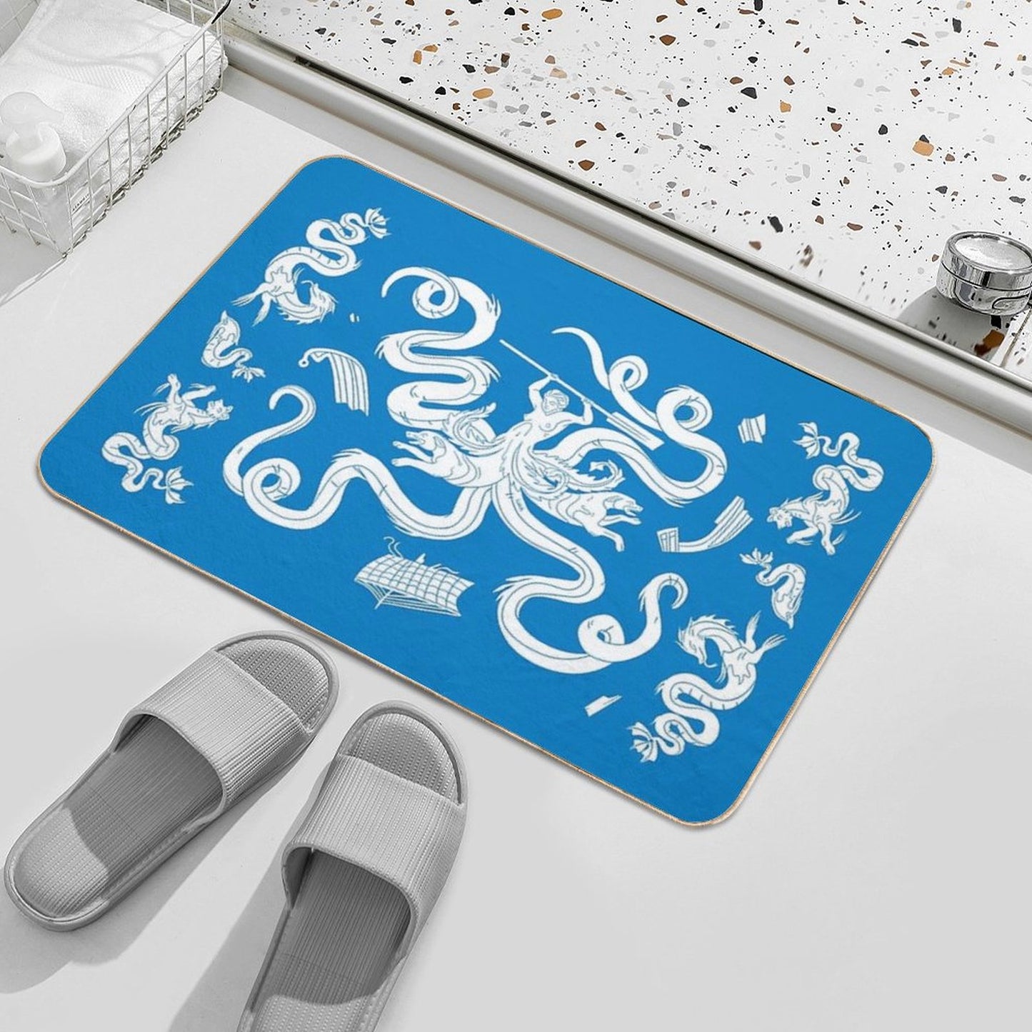 Scylla Mosaic - Blue Bath Mat