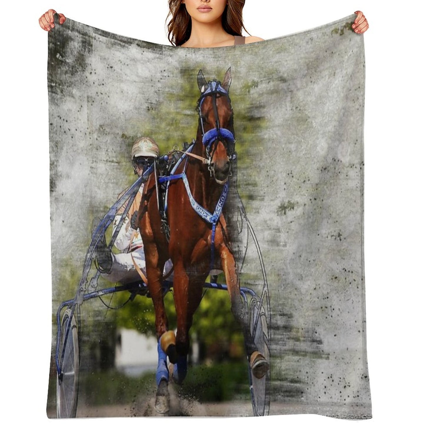 Harness Horse Cart Racing 02 Throw Blanket