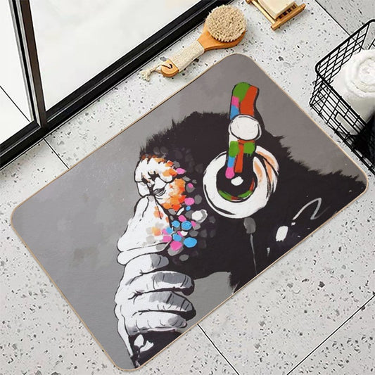 Banksy DJ Monkey Thinker with Headphones Bath Mat