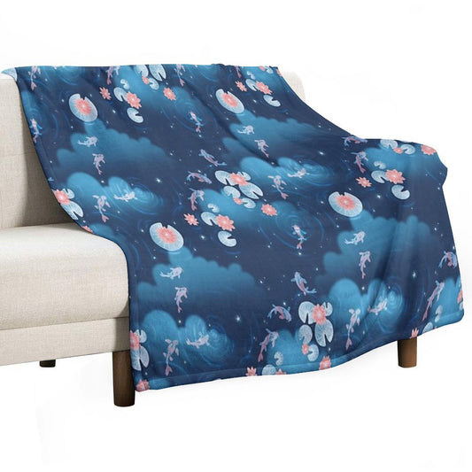 Koi Pond - Night Throw Blanket
