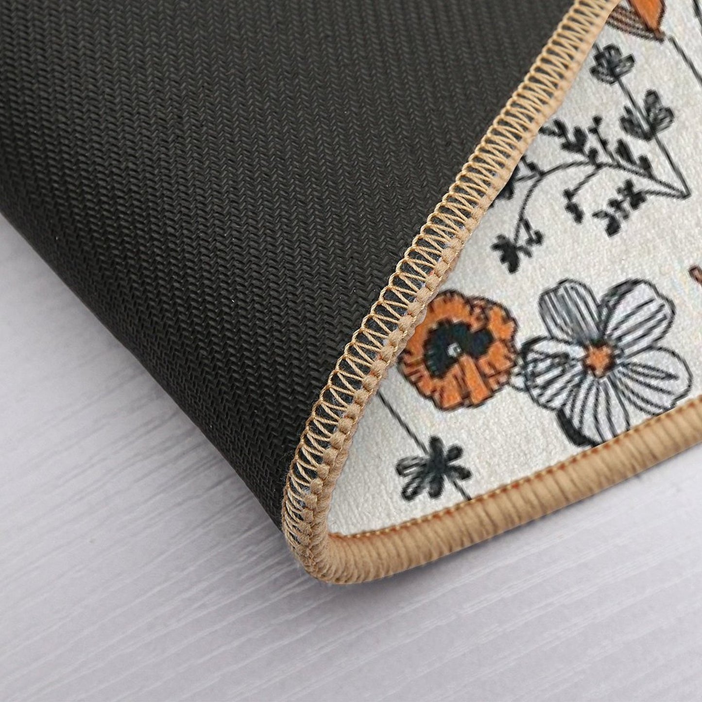 Orange Flower Pattern Stain-Proof Bath Mat