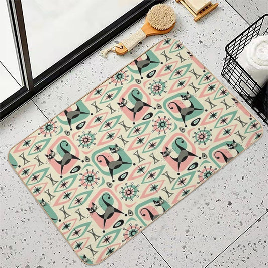 Mid Century Cat Abstract Bath Mat
