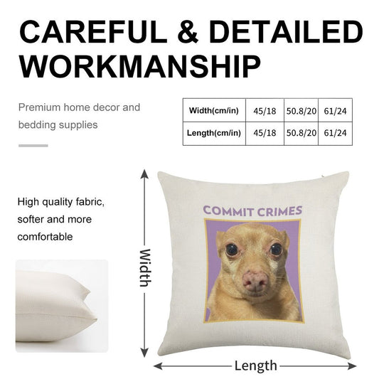 Crime Mouse Linen Throw Pillow Cover