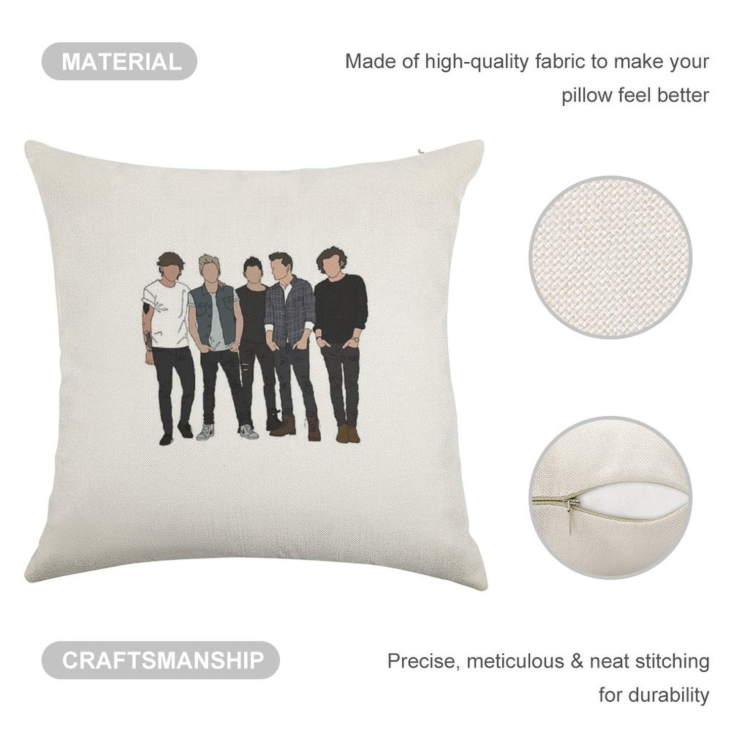 ONE DIRECTION Linen Throw Pillow Cover