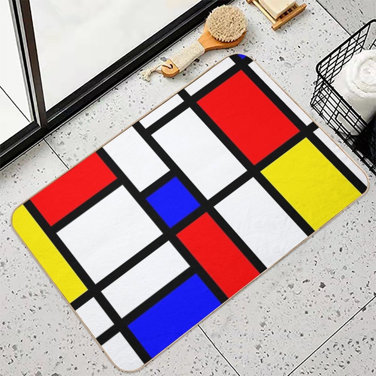 Mondrian Minimalist Modern Abstract Art Bath Mat