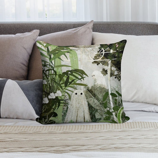 There's A Ghost in The Greenhouse Again Soft Hidden Zipper Throw Pillow