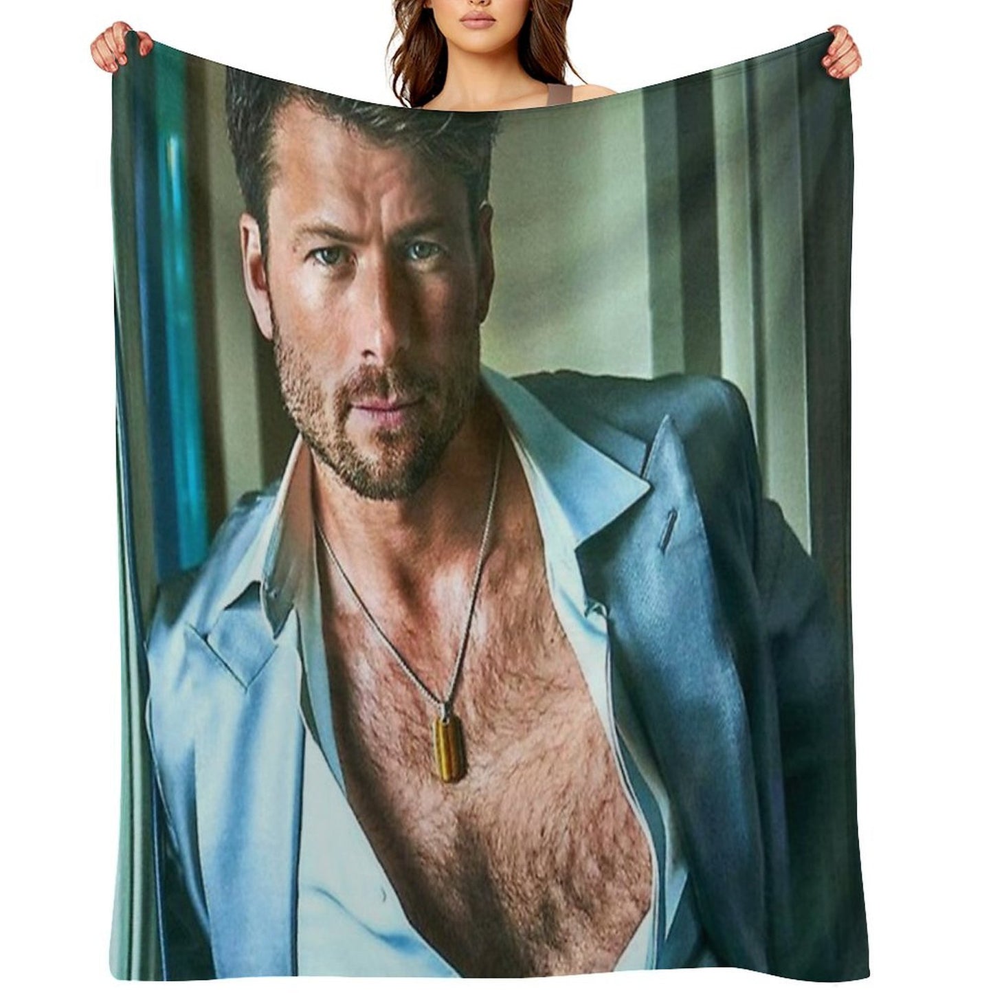 Glen Powell Handsome Throw Blanket