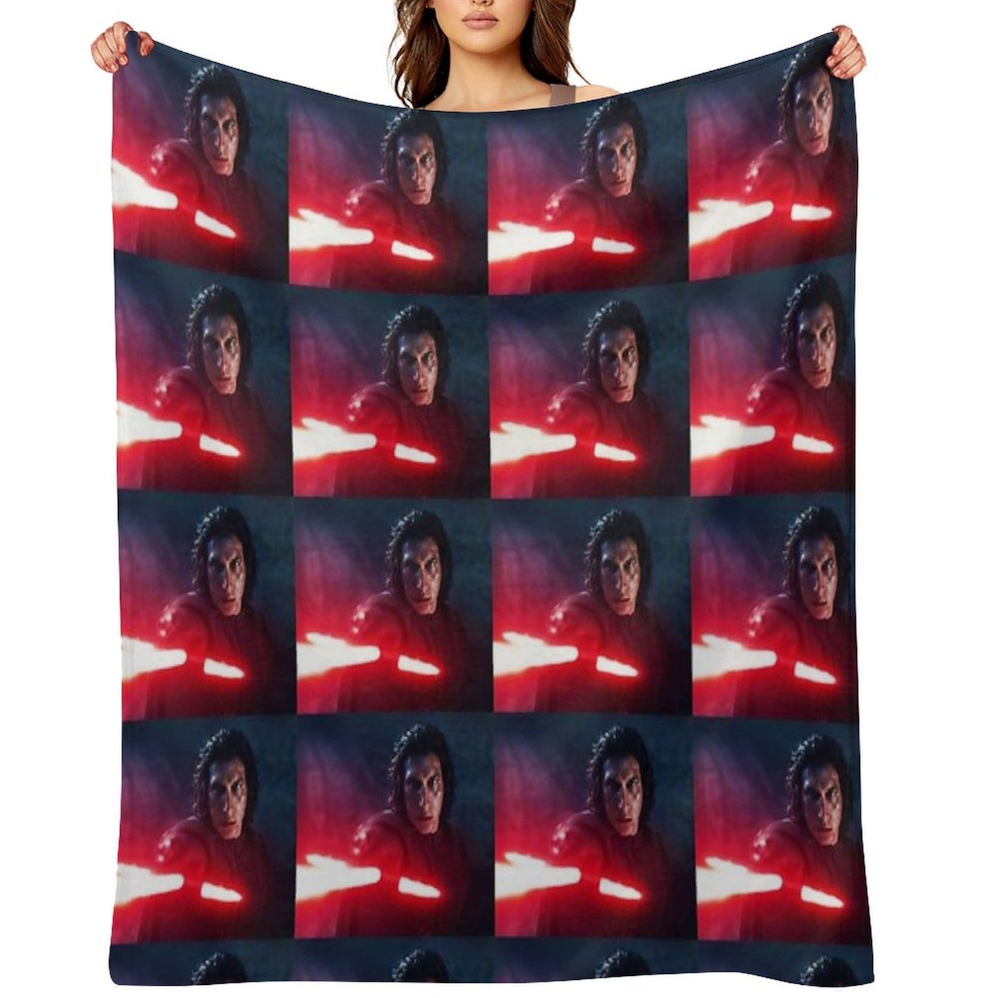 Adam Driver with Saber Edit Throw Blanket