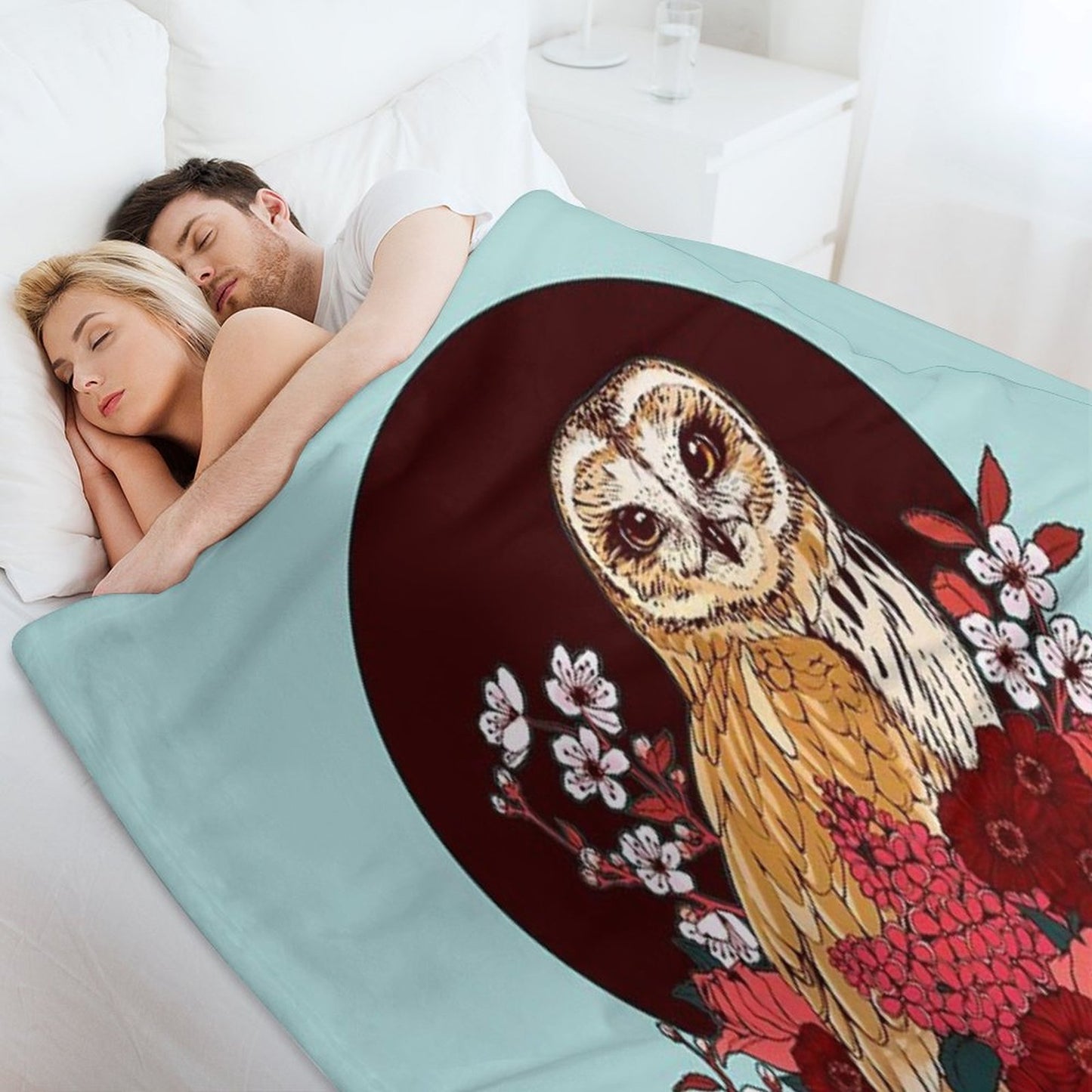 Owl Floral Eclipse Throw Blanket
