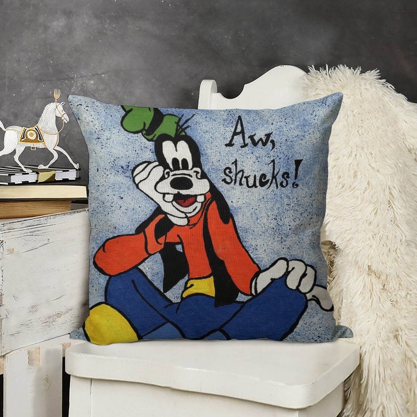 Goofy Painting Linen Throw Pillow Cover