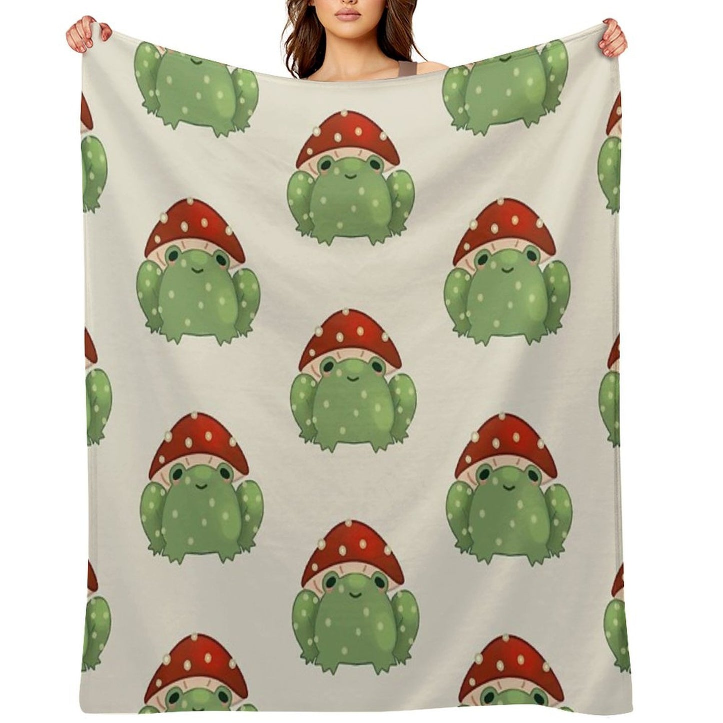 Mushroom Frog Throw Blanket
