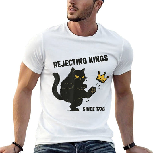 Rejecting Kings America Since 1776 Political Funny Black Cat Vintage-inspired T-Shirt