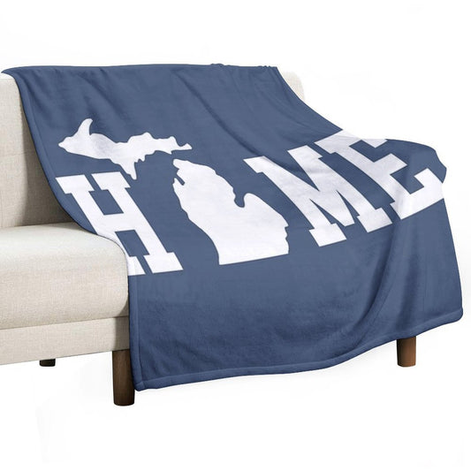 Michigan Is Home - All White Throw Blanket