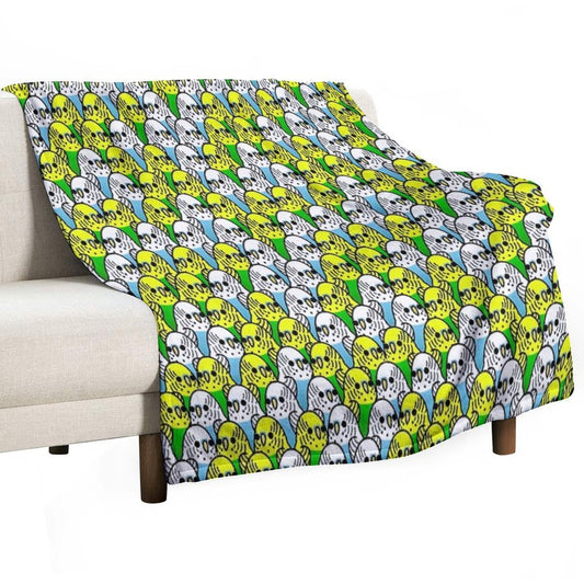 Too Many Birds! - Budgie Squad 1 Throw Blanket