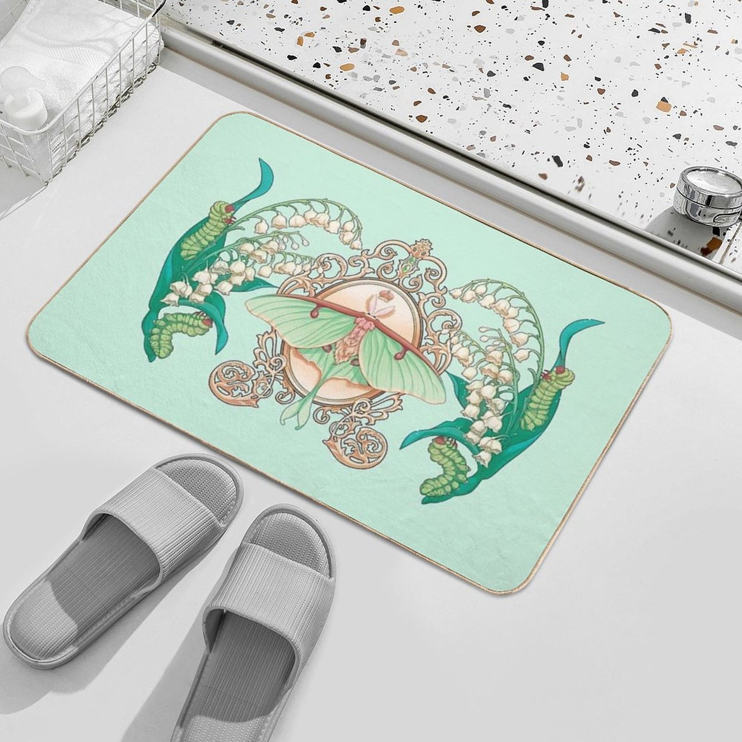 Moon Moth Stain-Proof Bath Mat