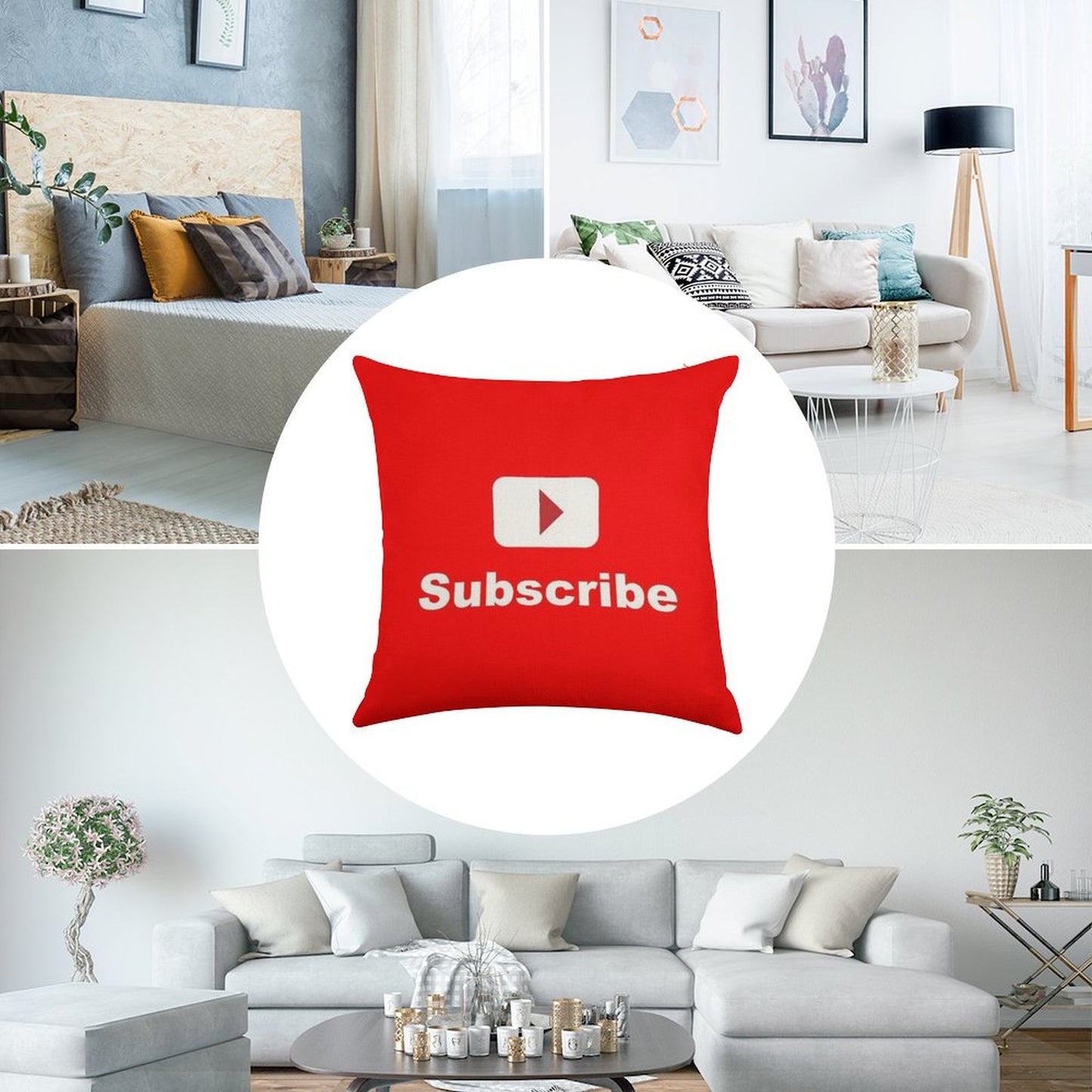 Youtube Channel Subscribe Linen Throw Pillow Cover