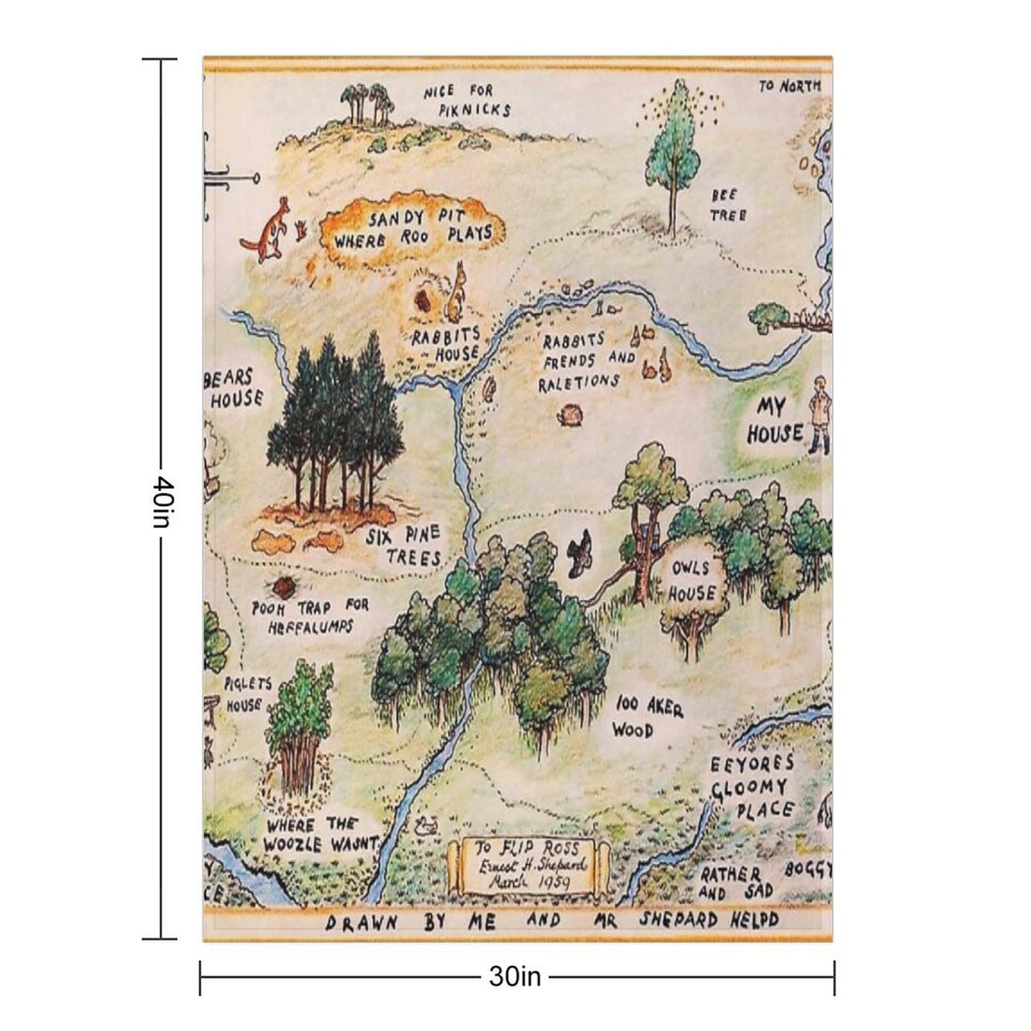 100 Acre Wood Map Throw Blanket