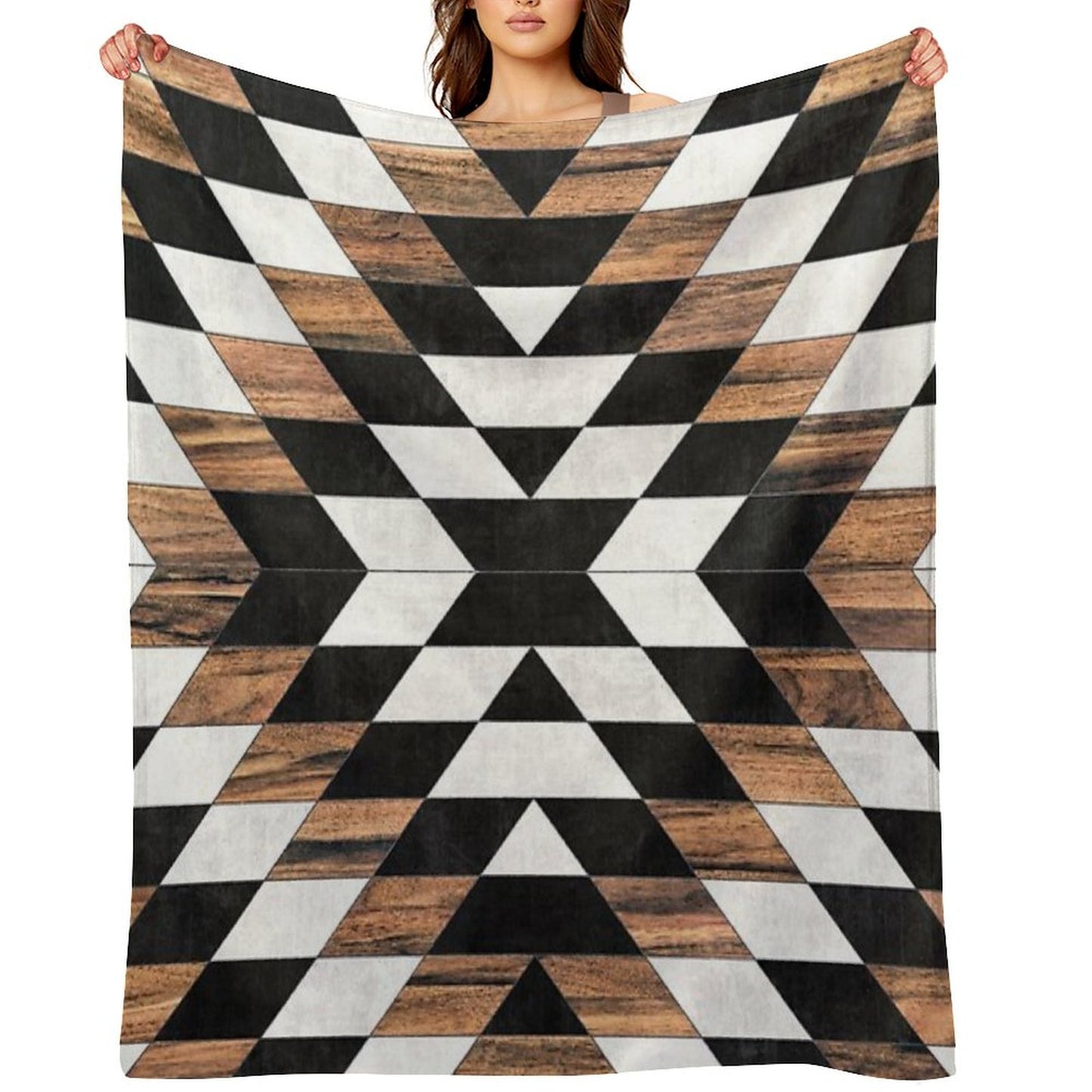 Urban Tribal Pattern No.13 - Aztec - Concrete And Wood Throw Blanket