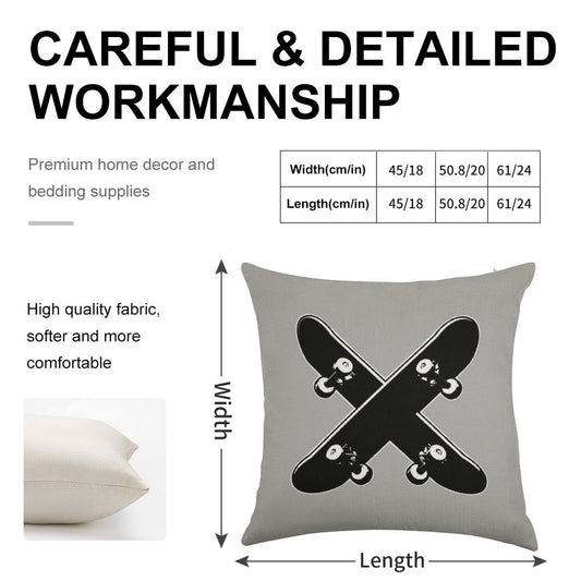 Skate X Linen Throw Pillow Cover