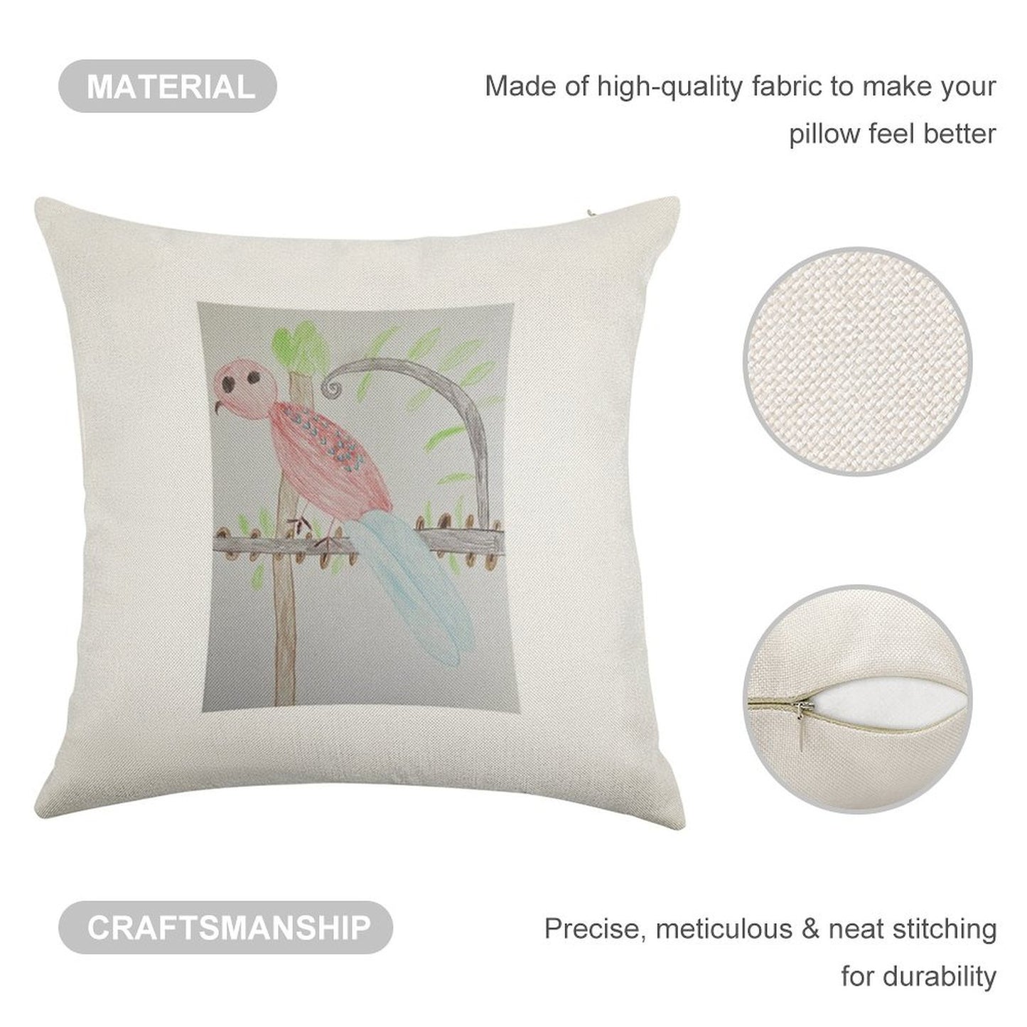 Crimson Rosella Linen Throw Pillow Cover