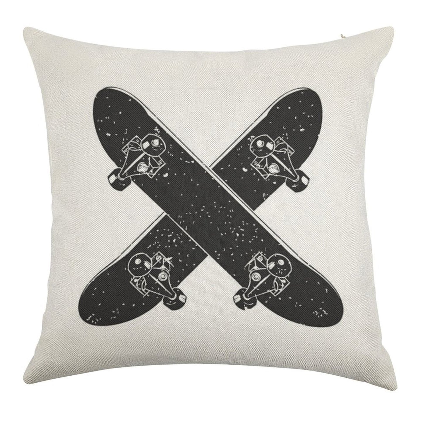 Skateboard X Linen Throw Pillow Cover