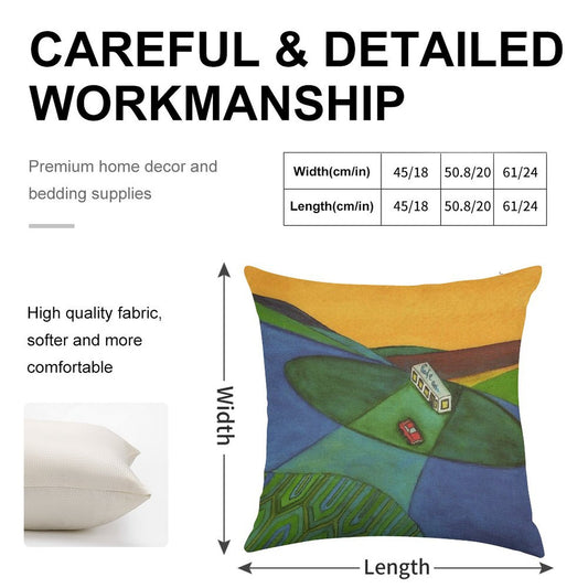 The Cafe on The Edge of The World Brand Pillow Linen Throw Pillow Cover