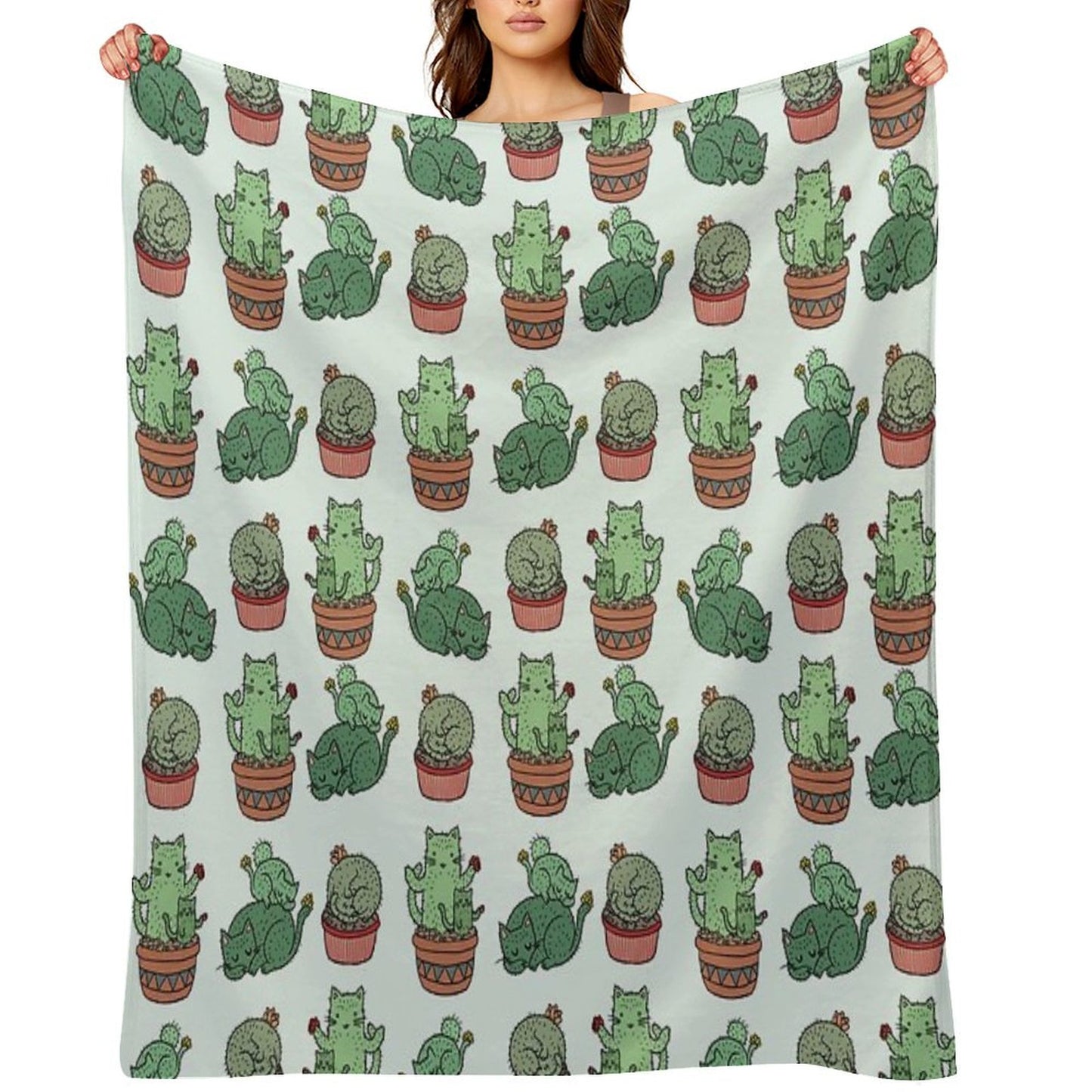 Cactus Cats Throw Blanket
