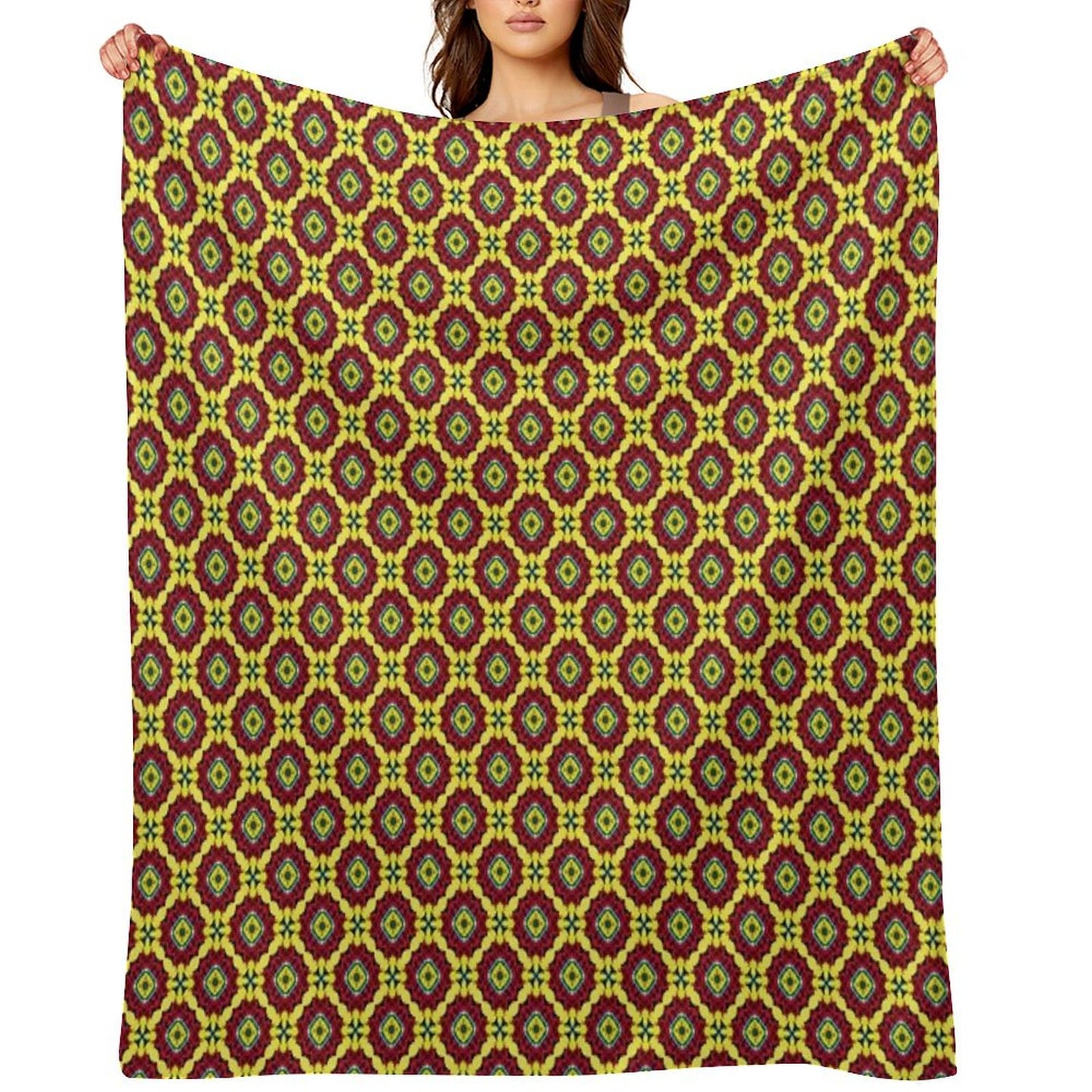 Golden Red Bouquet Grand Medallions Throw Blanket