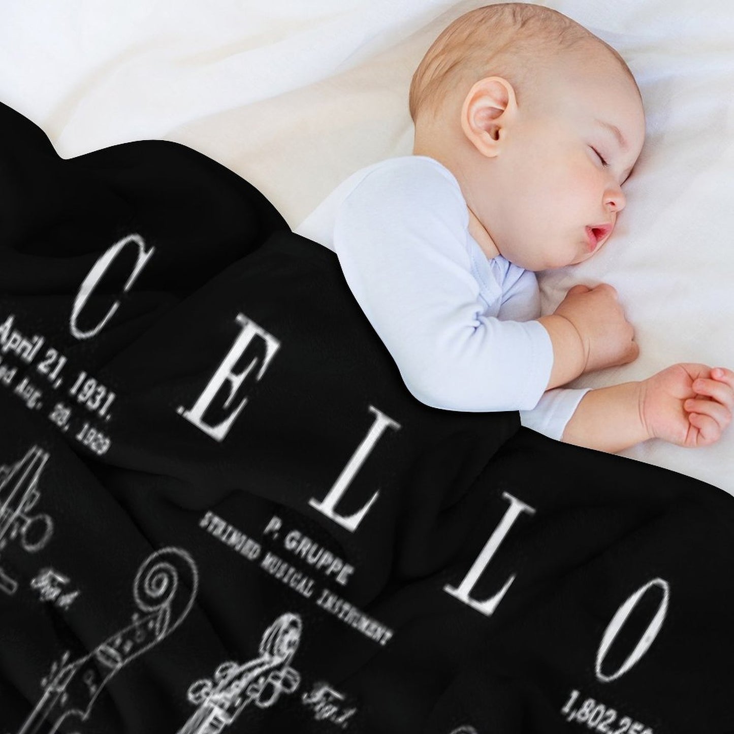 Cello Vintage Patent Cellist Drawing Print Throw Blanket